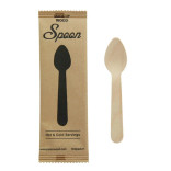 Mini Wooden Spoon wrapped in paper wrapper L:4.3in - 50 pcs
