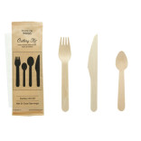 Wooden Cutlery 5/1 kit (Knife + Fork + Spoon + Mini Spoon + Napkin) L:6.2in - 50 pcs