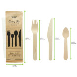 Wooden Cutlery 5/1 kit (Knife + Fork + Spoon + Mini Spoon + Napkin) L:6.2in - 50 pcs