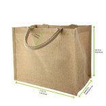 Natural Reusable carrier jute bag with handle W:12.6in Gusset:7.9in H:9.8in - 30 pcs