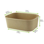 Rectangular Kraft Meal Box with lamination 24oz L:6.8in W:4.8in H:2.2in - 25 pcs