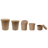 Brown Kraft Soup Cup with Kraft Lid Included. 16oz D:3.8in H:4in - 25 pcs