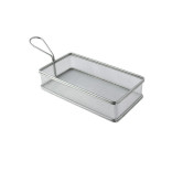 Rectangular Reusable Stainless Steel Serving Fry Basket L:10in W:5.3in H:1.8in - 1 pcs