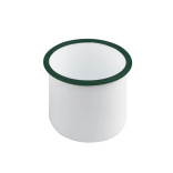 Enamel reusable delipot straight side white w/green rim 12oz D:3.1in H:3.1in - 12 pcs Enamel reusable delipot straight side white w/green rim 12oz D:3.1in H:3.1in - 12 pcs