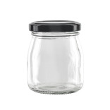 Smooth pudding jar with twist cap (Black Reusable cap) 5oz D:2.36in W:2.55in H:3.14in - 120 pcs Smooth pudding jar with twist cap (Black Reusable cap) 5oz D:2.36in W:2.55in H:3.14in - 120 pcs