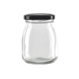 Smooth pudding jar with twist cap (Black Reusable cap) 6.7oz D:2.36in W:2.71in H:3.58in - 84 pcs Smooth pudding jar with twist cap (Black Reusable cap) 6.7oz D:2.36in W:2.71in H:3.58in - 84 pcs