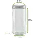 Round reusable jar glass with aluminium cap 33.8oz D:3.42in W:3.66in H:7.36in - 30 pcs