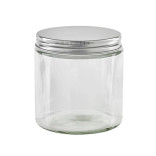 Round reusable jar glass with aluminium cap 17oz D:3.46in W:3.66in H:3.89in - 40 pcs