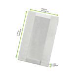 White Kraft Bag with Window Greaseproof L:8.7in W:5.5in H:2.4in - 1000 pcs