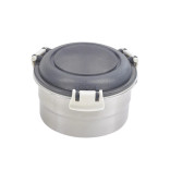 Noxbox reusable round stainless steel Lunchbox with black PP lid 20oz D:5.39in W:5.39in H:2.87in - 12 pcs Noxbox reusable round stainless steel Lunchbox with black PP lid 20oz D:5.39in W:5.39in H:2.87in - 12 pcs