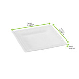 Square White Sugarcane Plate (No added PFAs) L:6.2in W:6.2in - 125 pcs