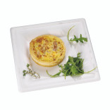 Square White Sugarcane Plate (No added PFAs) L:10.2 W:10.2in - 125 pcs