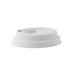 White sugarcane fiber coffee cup lid with hole for 4oz  (No added PFAs) D:2.44in - 100 pcs