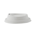 White sugarcane fiber coffee cup lid with hole (No added PFAs) D:3.54in - 100 pcs