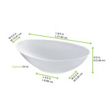 Bio n Chic Oval White Sugarcane Bowl (No added PFAs) 24oz L:8.6in W:5.5in H:2in - 125 pcs