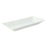 Eco-Design White Sugarcane Plate (No added PFAs) 24oz L:10.25in W:5.12in H:1.1in - 50 pcs