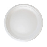 Round White Sugarcane Plate (No added PFAs) D:8.74in H:0.75in - 50 pcs