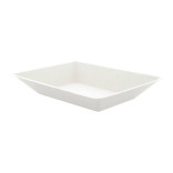 Eco-Design White Sugarcane Plate (No added PFAs) 15oz L:6.6in W:5.1in H:1.1in - 50 pcs