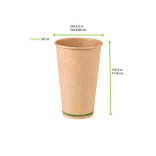 ZEN Kraft Paper Cup Plastic Free 20oz D:3.5in H:6.3in - 50 pcs