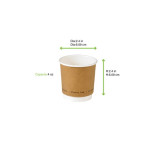 Kraft Double Wall Paper Cup Plastic Free 4oz D:2.4in H:2.4in - 25 pcs