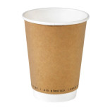 Kraft Double Wall Paper Cup Plastic Free 12oz D:3.5in H:4.3in - 25 pcs