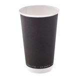 Black Double Wall Paper Cup Plastic Free 16oz D:3.5in H:5.4in - 25 pcs Black Double Wall Paper Cup Plastic Free 16oz D:3.5in H:5.4in - 25 pcs