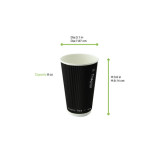 Black Rippled Wall Cup Plastic Free 8oz D:3.1in H:3.6in - 25 pcs