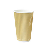 Kraft Rippled Wall Cup Plastic Free 12oz D:3.5in H:4.3in - 25 pcs