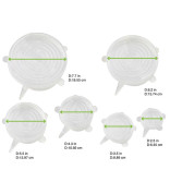 Set 6 reusable silicone lids D:2.5in/3.5in/4.3in/5.5in/6.2in/7.7in - 10 pcs