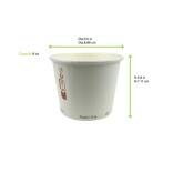 Compostable Soup Cup 8oz D:3.5in H:2.8in - 25 pcs