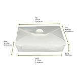 White Meal Box. 50oz Base:L:7.75in W:5.5in H:2in Top:L:8.5in W:6.3in H:2in - 50 pcs