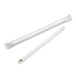 White Beveled Straw For Boba Tea - Individually Wrapped L:0.5in H:7.9in - 250 pcs