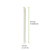 White Beveled Straw For Boba Tea L:0.5in H:7.9in - 250 pcs
