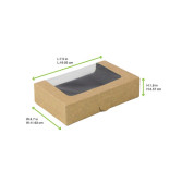 Kraft Sushi Box With Window 15pcs 32oz L:7.5in W:4.7in H:1.8in - 50 pcs