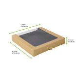 Kraft Sushi Box With Window  36 - 44pcs L:9.8in W:9.8in H:1.6in - 50 pcs