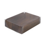 Rectangle Corrugated Cardboard With Double-Sided Wood Decor With A Clear Lid 50oz L:6in W:8in H:2in - 50 pcs
