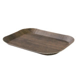 Dark Wood Print Laminated Paper Tray L:7.3in W:5.3in H:0.7in - 50 pcs