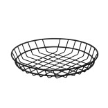 Black Round Reusable Steel Bread Basket D:9.8in H:1.7in - 1 pcs