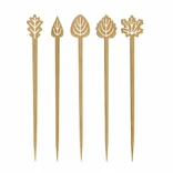 Bamboo Pick with Assorted Leaves L:4.1in - 100 pcs