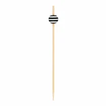 Bamboo Pick with Black and White Stripped Ball L:4.1in - 100 pcs