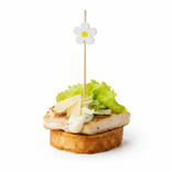Bamboo Pick with White Daisy Flower L:4.1in - 100 pcs