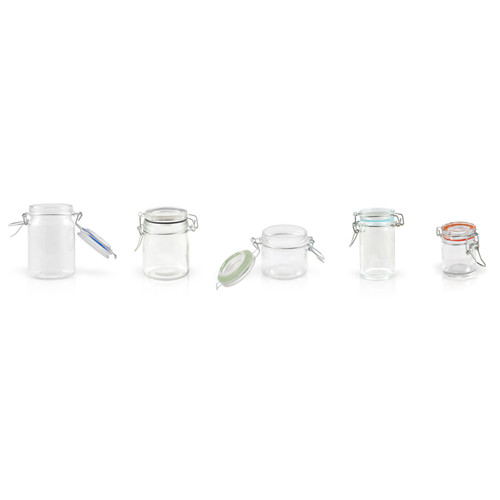 Mini Reusable Glass Seal Jars 1.5oz D:1.6in H:2.5in - 12 pcs