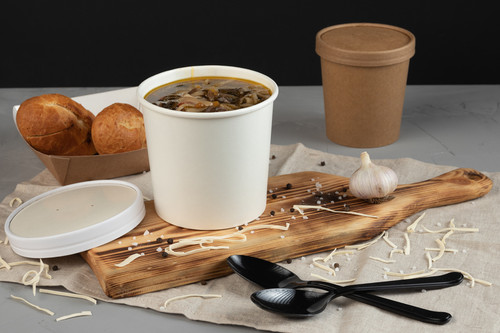 Brown Kraft Soup Cup with Kraft Lid Included 24 oz - D:4.5in H: 4.4in - 25  pcs - BioandChic