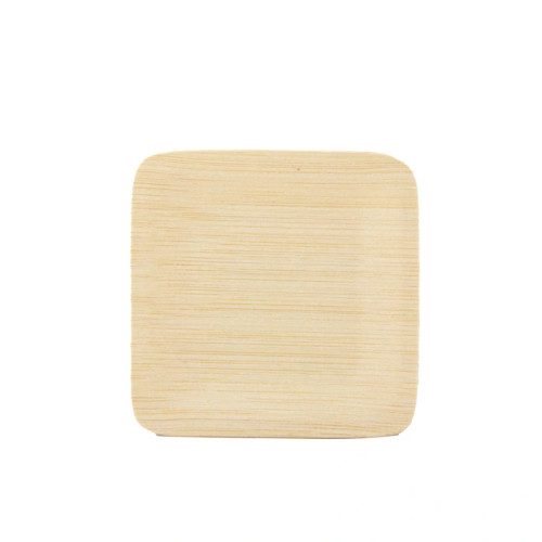 Bamboo Veneer Square Plate L:3.5in W:3.5in H:0.2in - 25 pcs