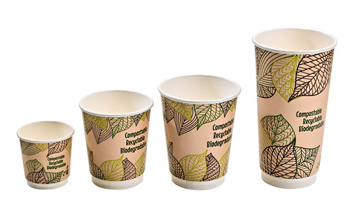 Double Wall Black Compostable Paper Cup 16oz D:3.5in H:5.4in - 25