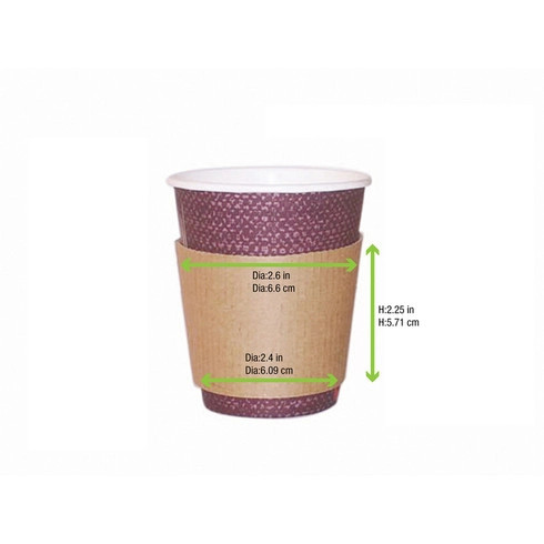 Coffee Cup Sleeve for 8-10 oz Cups 8-10oz D:2.6in H:2.25in - 100