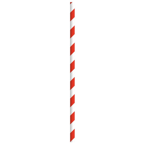 Durable Red & White Striped Paper Straws - Unwrapped D:0.2in L:7.75in - 500 pcs