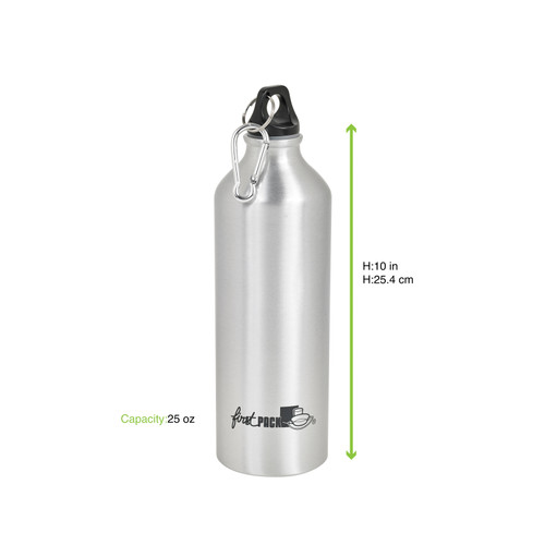 Noxbottle reusable Aluminium water bottle with carabiner clip lid 25oz  H:10in - 24 pcs - BioandChic