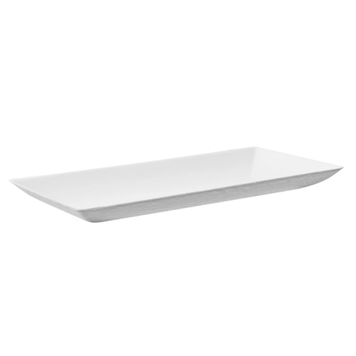 Bio n Chic Rectangular White Sugarcane Plate (No added PFAs) L:7in W:3.5in H:0.5in - 100 pcs