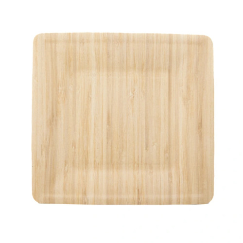 Bamboo Veneer Square Plate L:9.1in W:9.1in H:0.7in - 25 pcs